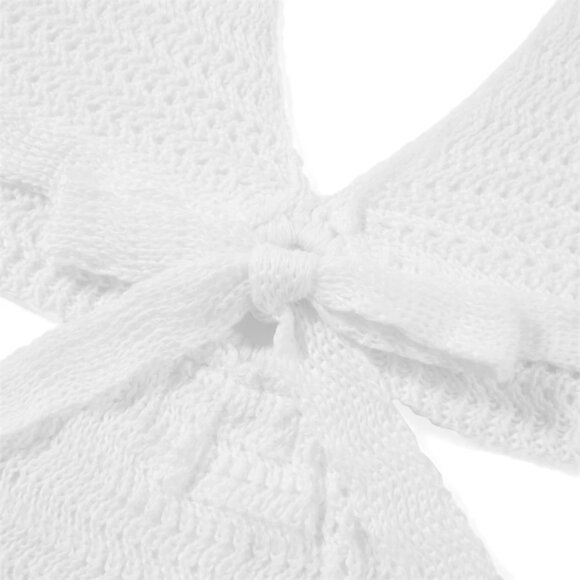 🆕 Beach Crochet Backless Maxi Dress with Deep V Halter Neck - Picture 8 of 9